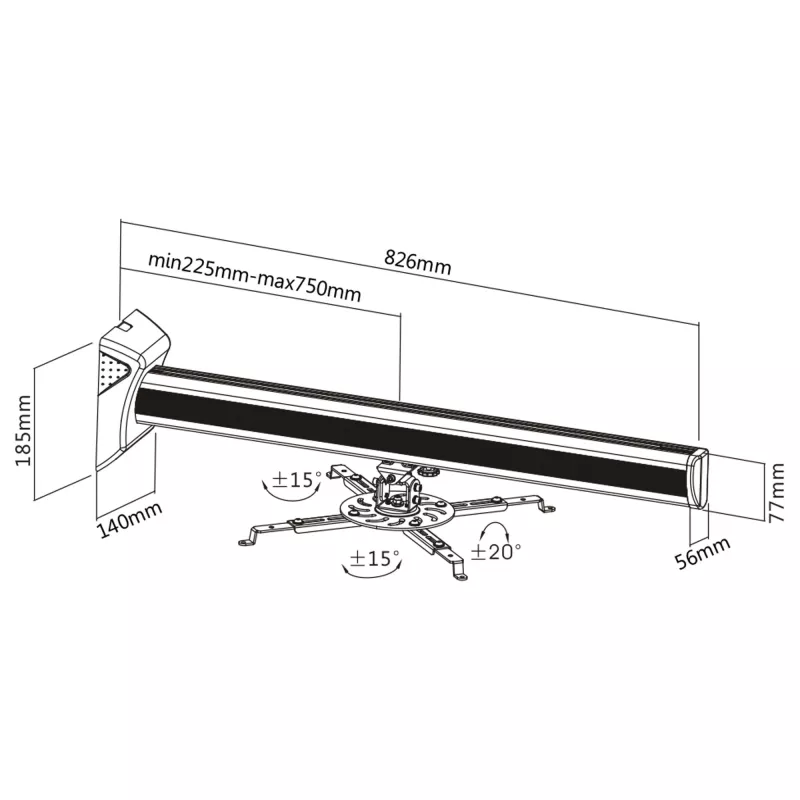 Βάση τοίχου για προβολέα InLine 23139A έως 16 kg