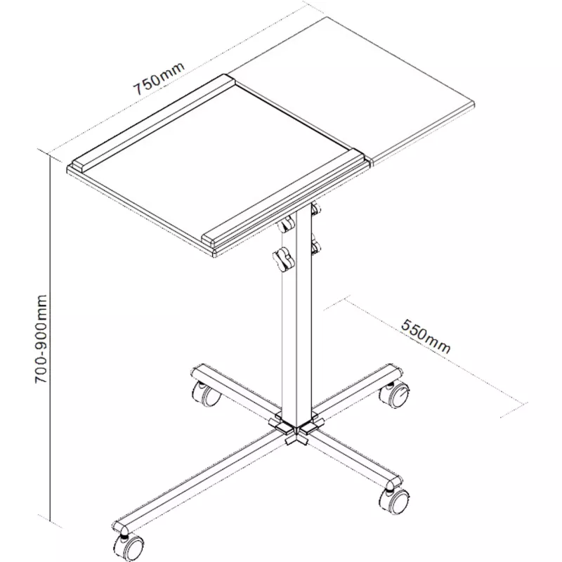 InLine τρόλεϊ για notebook και προβολέα, ύψος 70–90 cm