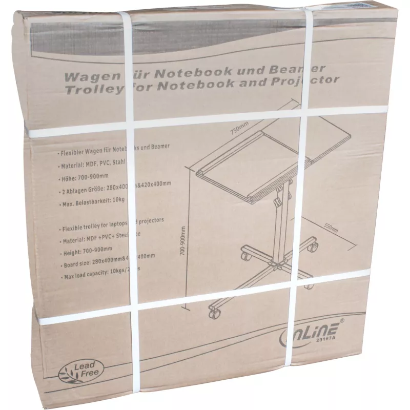 InLine τρόλεϊ για notebook και προβολέα, ύψος 70–90 cm