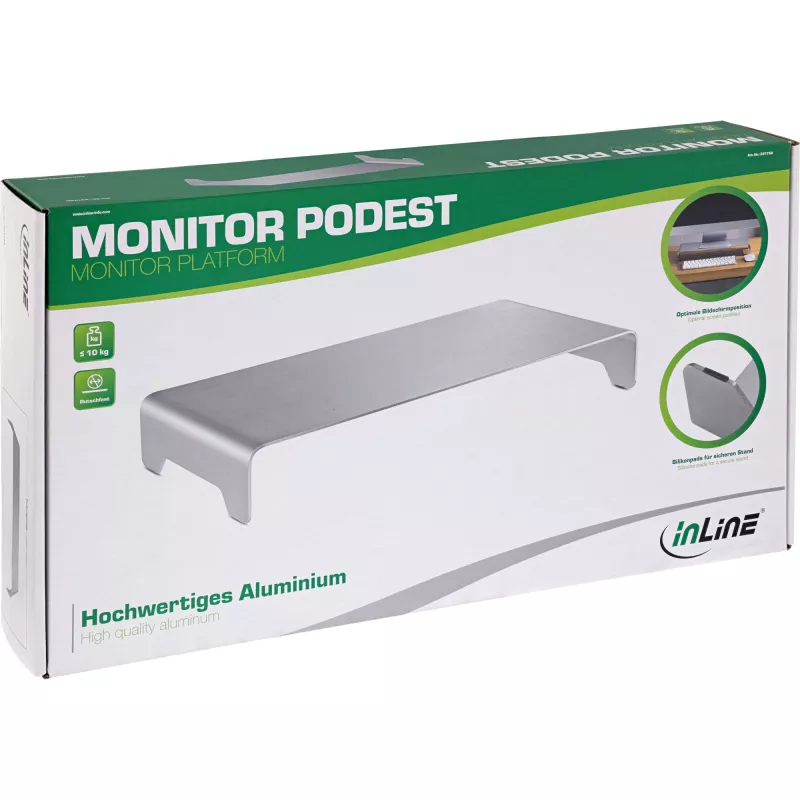 InLine βάση οθόνης αλουμινίου 63mm έως 10kg ελεύθερη στήριξη Ασημί 23175A