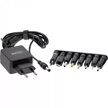 InLine τροφοδοτικό universal, 5 V / 15 W, με 8 εναλλασσόμενα βύσματα, Micro-USB, USB-C