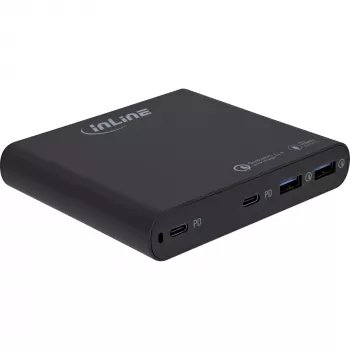 InLine τροφοδοτικό USB GaN, 4 θυρών, 2x USB-C + 2x USB-A, 120 W, Μαύρο (31515B)