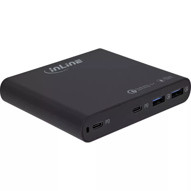 InLine τροφοδοτικό USB GaN, 4 θυρών, 2x USB-C + 2x USB-A, 120 W, Μαύρο (31515B)
