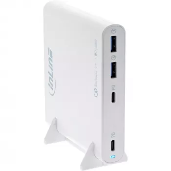 InLine τροφοδοτικό USB, φορτιστής GaN, 4 απλό, 2x USB-C + 2x USB-A, 120W, λευκό