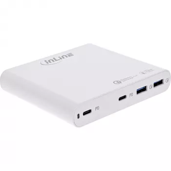 InLine τροφοδοτικό USB, φορτιστής GaN, 4 απλό, 2x USB-C + 2x USB-A, 120W, λευκό