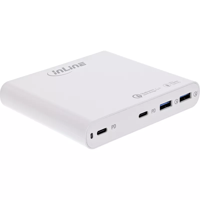InLine τροφοδοτικό USB, φορτιστής GaN, 4 απλό, 2x USB-C + 2x USB-A, 120W, λευκό
