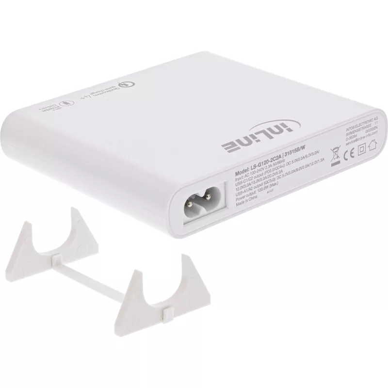 InLine τροφοδοτικό USB, φορτιστής GaN, 4 απλό, 2x USB-C + 2x USB-A, 120W, λευκό