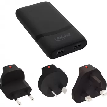 Τροφοδοτικό USB φορτιστής InLine 31519B Dual USB-C 65W μετασχηματιστής με δύο υποδοχές USB-C