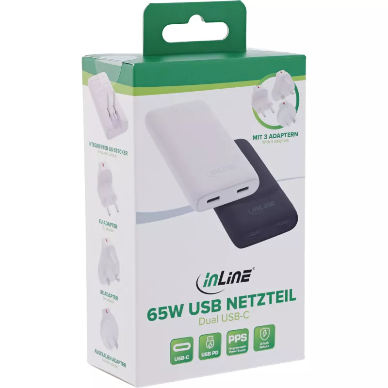 Τροφοδοτικό USB InLine 31519C Dual USB-C 65W – Υποδοχές Dual-USB-C, συνολική ισχύς 65 W