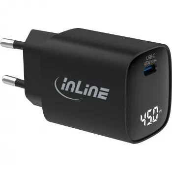 InLine USB PD τροφοδοτικό, φορτιστής GaN, 1 θύρα, USB-C, 45W, με ένδειξη