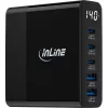InLine USB PD τροφοδοτικό, φορτιστής GaN, 5 θυρών, USB-C + USB-A, 140W, με ένδειξη