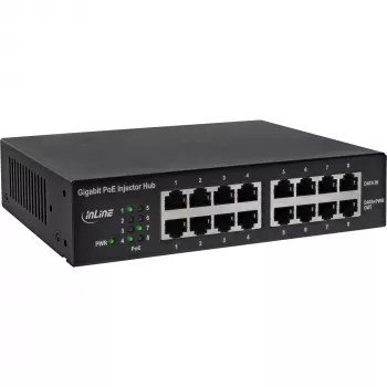 InLine PoE+ Gigabit Network Injector Hub 8 Port (8x PoE+), 1 Gbit/s, 19 ίντσες 1U