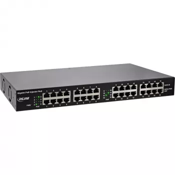 InLine PoE+ Gigabit Injector Hub 16 Port PoE+, 19 ίντσες 1U, βάσεις συμπεριλαμβάνονται, 2 ανεμιστήρες