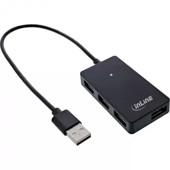 InLine USB 2.0 4-Port Hub, Type-A αρσενικό βύσμα σε 4x Type-A υποδοχή, μαύρο, 30 cm