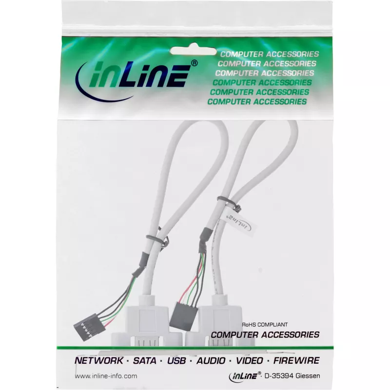 InLine Πλάκα PCI 2x USB 2.0 Type-A υποδοχή θηλυκή σε 2x 5-Pin εσωτερικό header 0,3m