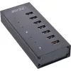 InLine Hub USB 3.2 Gen.1 7 θυρών με θήκη αλουμινίου και τροφοδοτικό 2,5A, μαύρο