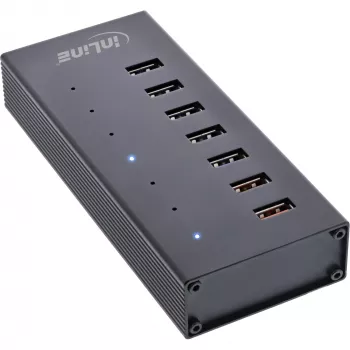 InLine Hub USB 3.2 Gen.1 7 θυρών με θήκη αλουμινίου και τροφοδοτικό 2,5A, μαύρο