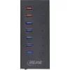 InLine Hub USB 3.2 Gen.1 7 θυρών με θήκη αλουμινίου και τροφοδοτικό 2,5A, μαύρο