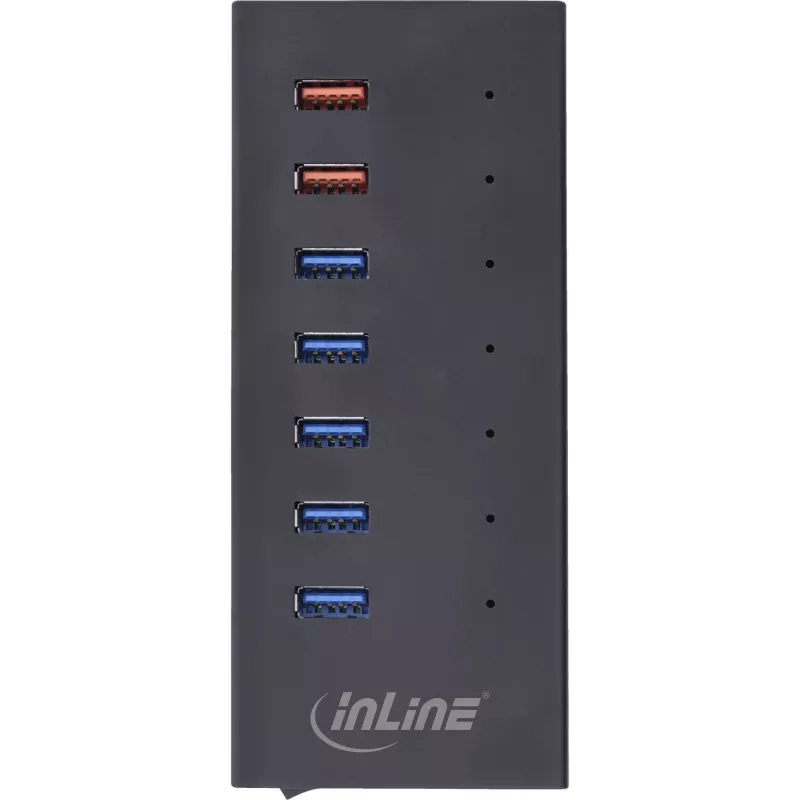 InLine Hub USB 3.2 Gen.1 7 θυρών με θήκη αλουμινίου και τροφοδοτικό 2,5A, μαύρο