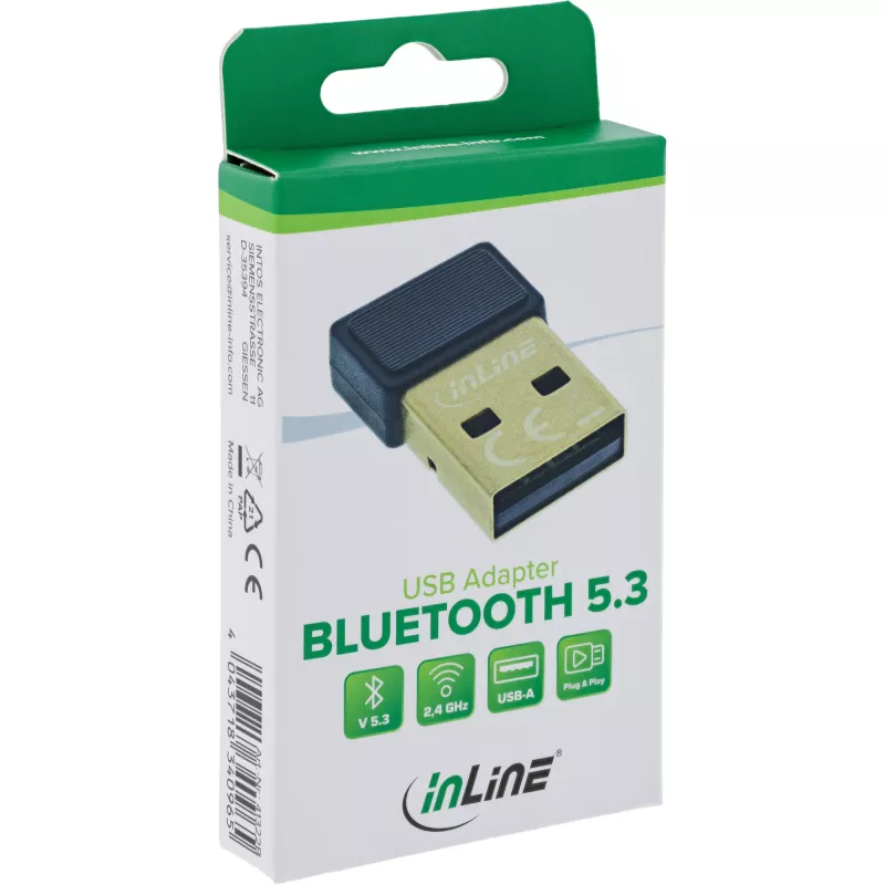 USB Προσαρμογέας Bluetooth InLine 41322B (USB, Bluetooth 5.3)