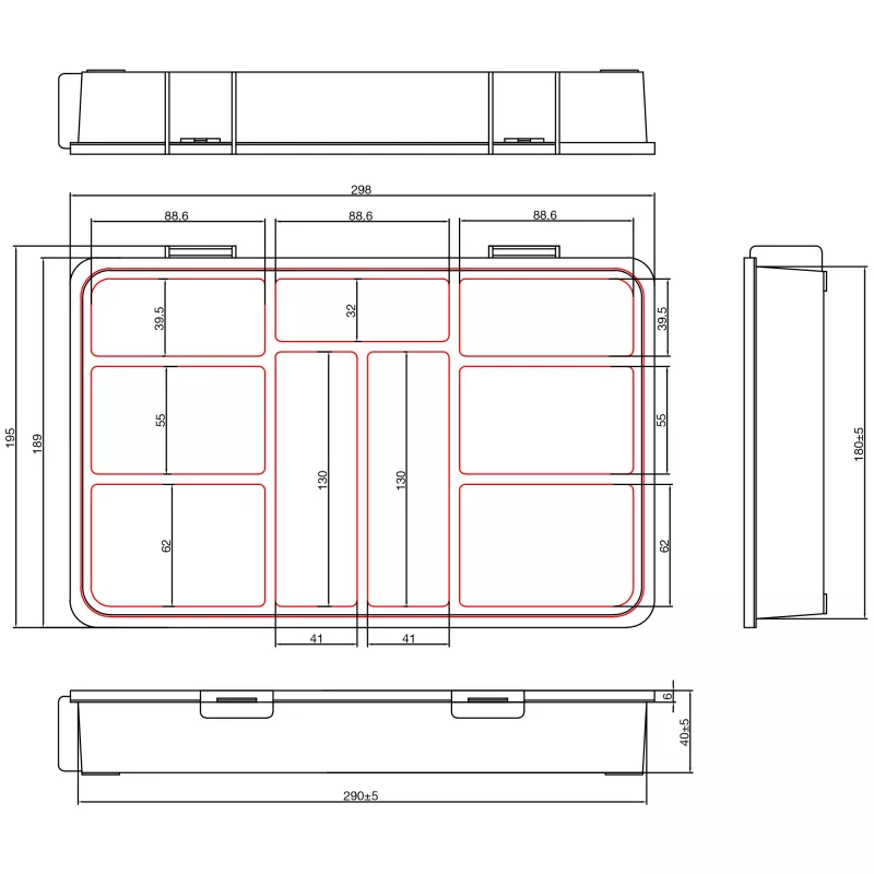 InLine κουτί μικροαντικειμένων, 9 θήκες, 290x185x45mm, πορτοκαλί
