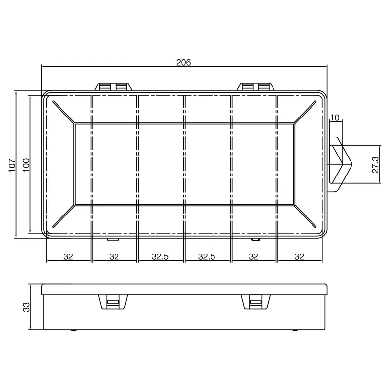 InLine κουτί μικρών δοχείων, 6 θήκες, 206x107x33mm, διαφανές