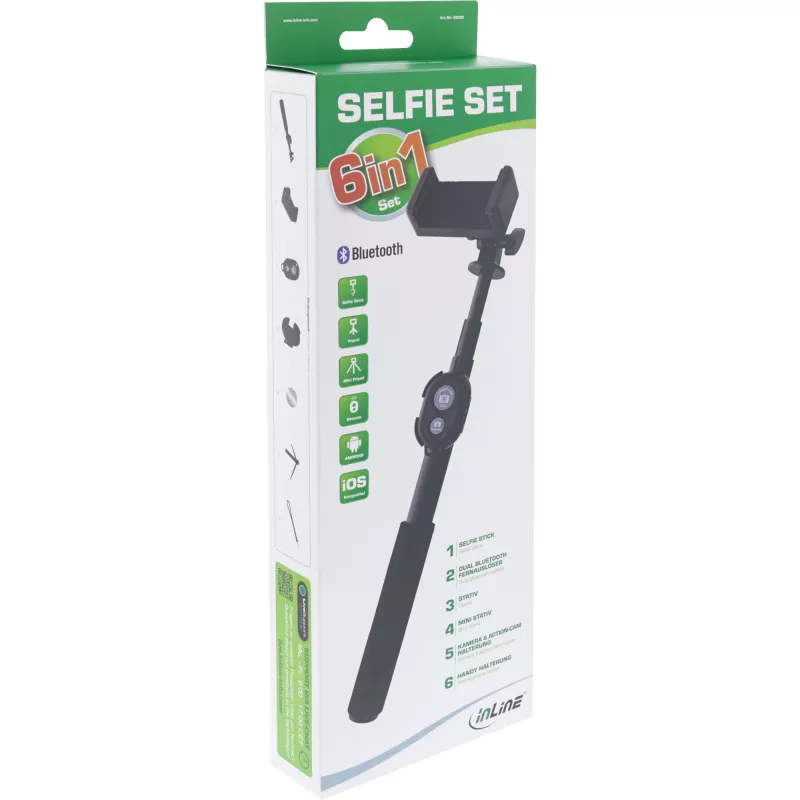 InLine Selfie Stick 4 πόδια με μίνι τρίποδο αλουμίνιο μαύρο μέγ. 0,75 m