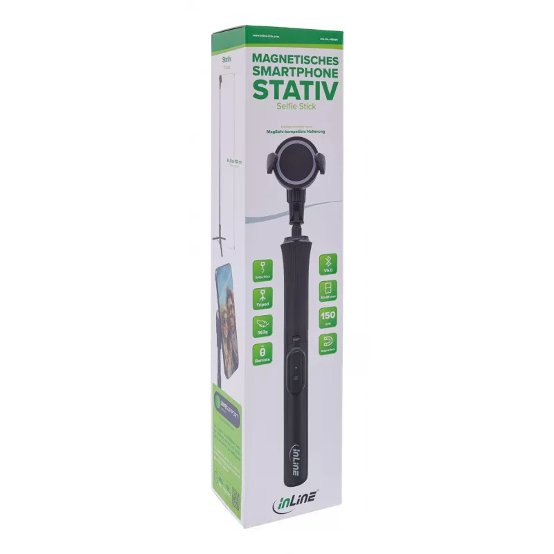 Τρίποδο selfie stick InLine 48091 με τηλεχειριστήριο Bluetooth – επεκτεινόμενη βάση smartphone