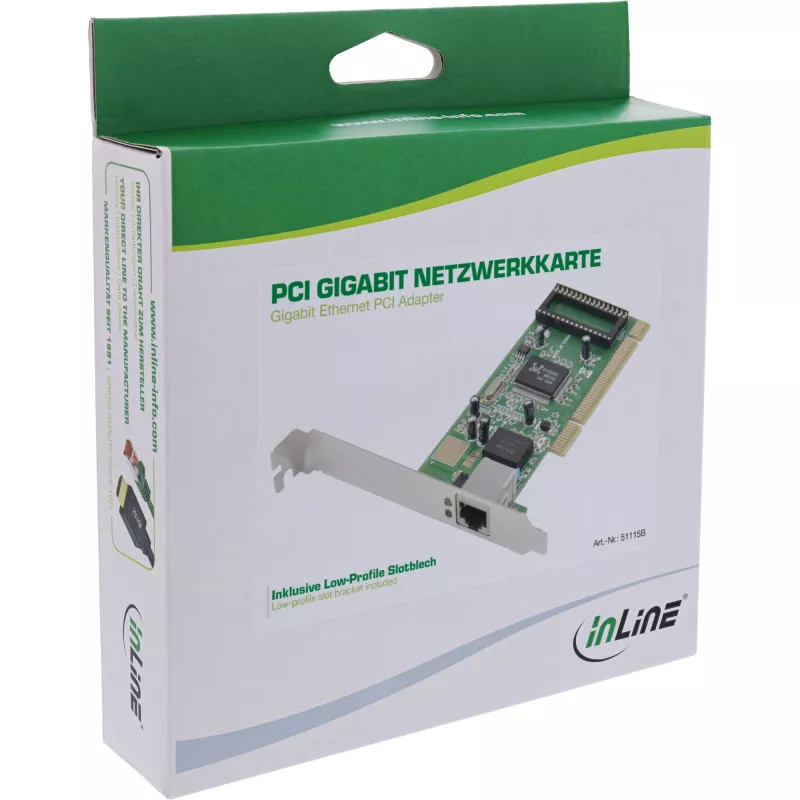 InLine 51115B κάρτα δικτύου Gigabit Ethernet 1x RJ45, 1 Gb/s, PCI, Realtek RTL8169SC