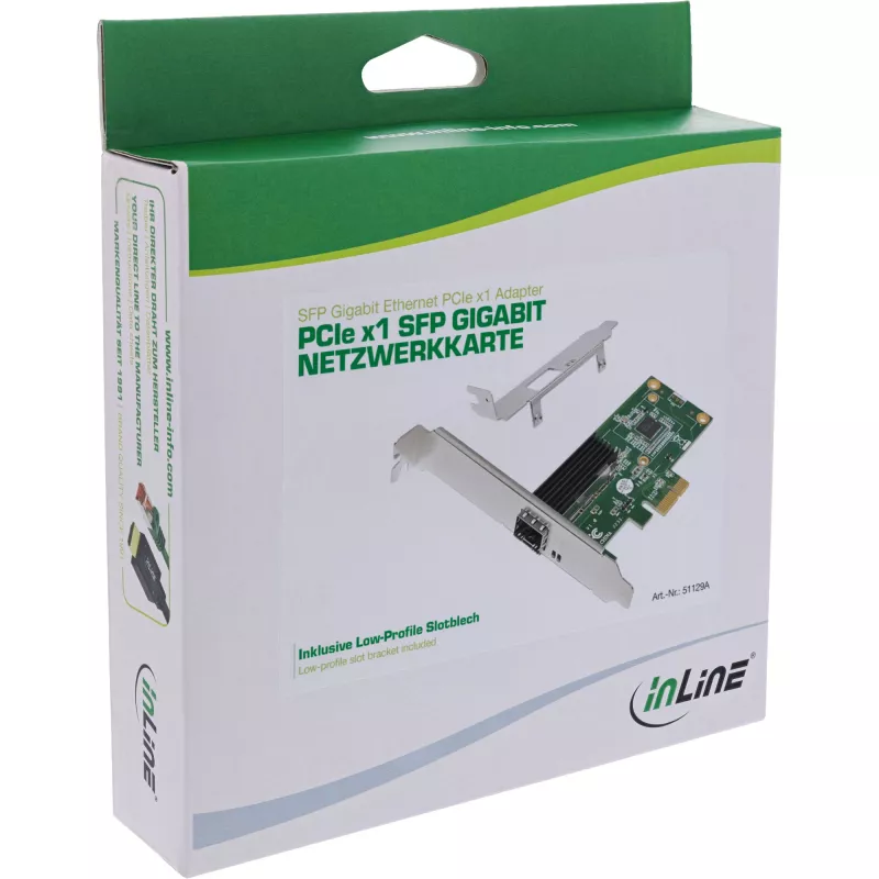 InLine κάρτα δικτύου Gigabit, 1x SFP, PCIe x1, με Low-Profile-Blende