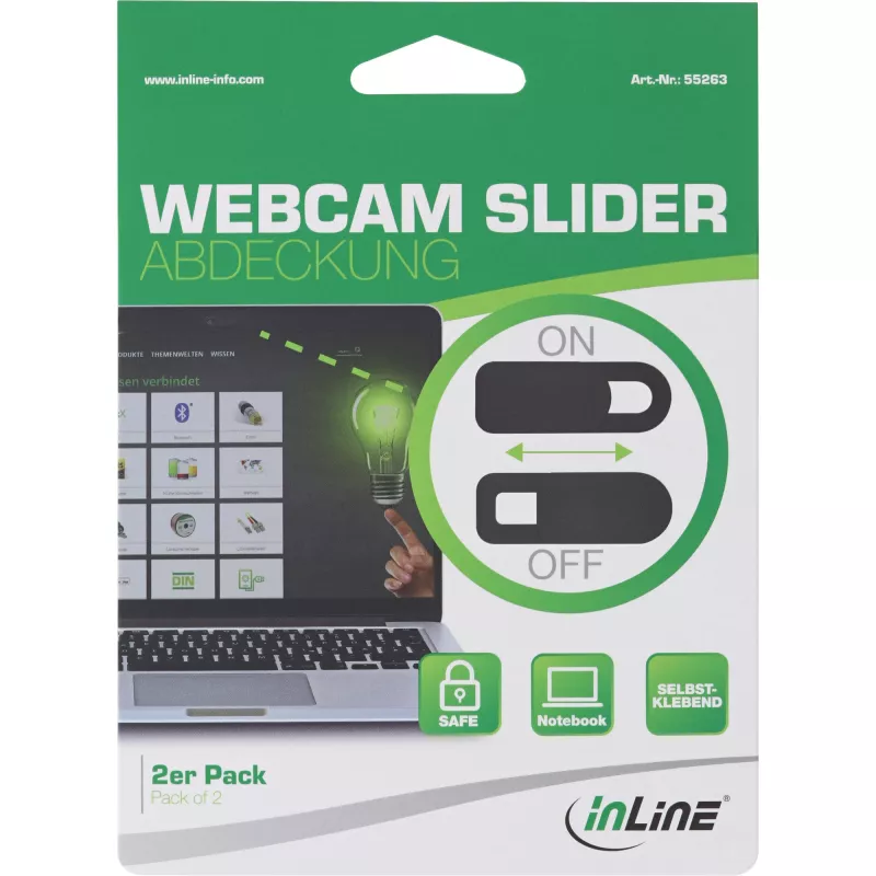 InLine συρόμενο κάλυμμα webcam, μαύρο, 2 τεμ.
