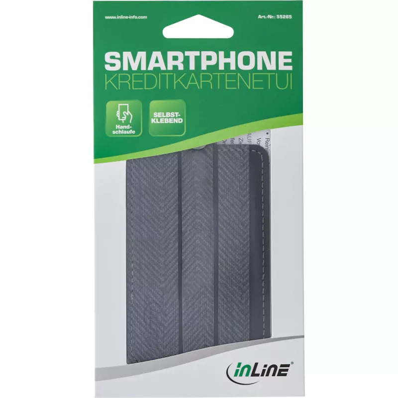 InLine θήκη πιστωτικής κάρτας smartphone, με λουράκι χεριού, μαύρο