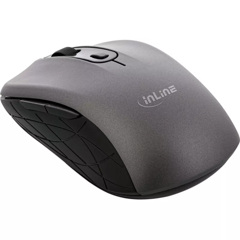 InLine ποντίκι 3-in-1, Bluetooth + 2x 2,4 GHz, 5 κουμπιά, οπτικό, γκρι/μαύρο