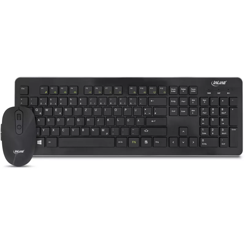 InLine Design σετ επιφάνειας εργασίας, USB 2,4 GHz, μέγ. 1600 dpi, μαύρο, ΓΕΡΜΑΝΙΚΟ