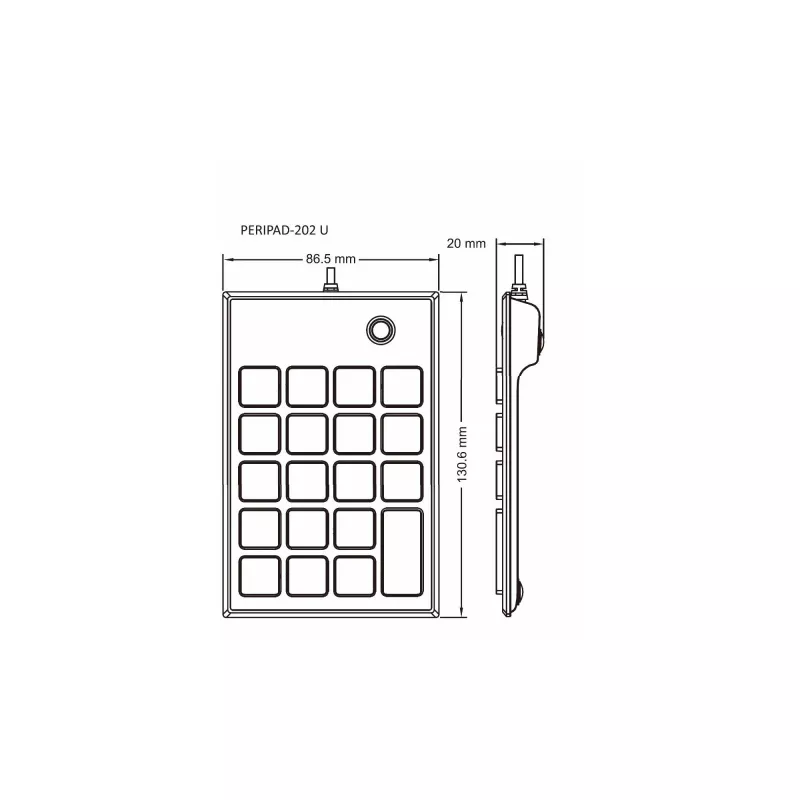 Perixx PERIPAD-202U αριθμητικό πληκτρολόγιο USB-A μαύρο (57161E)