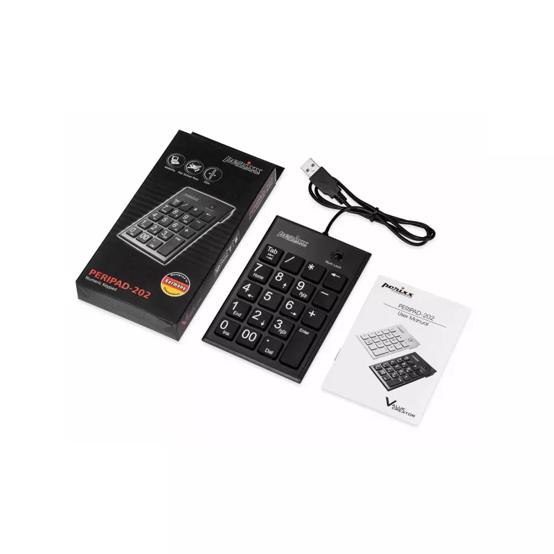 Perixx PERIPAD-202U αριθμητικό πληκτρολόγιο USB-A μαύρο (57161E)