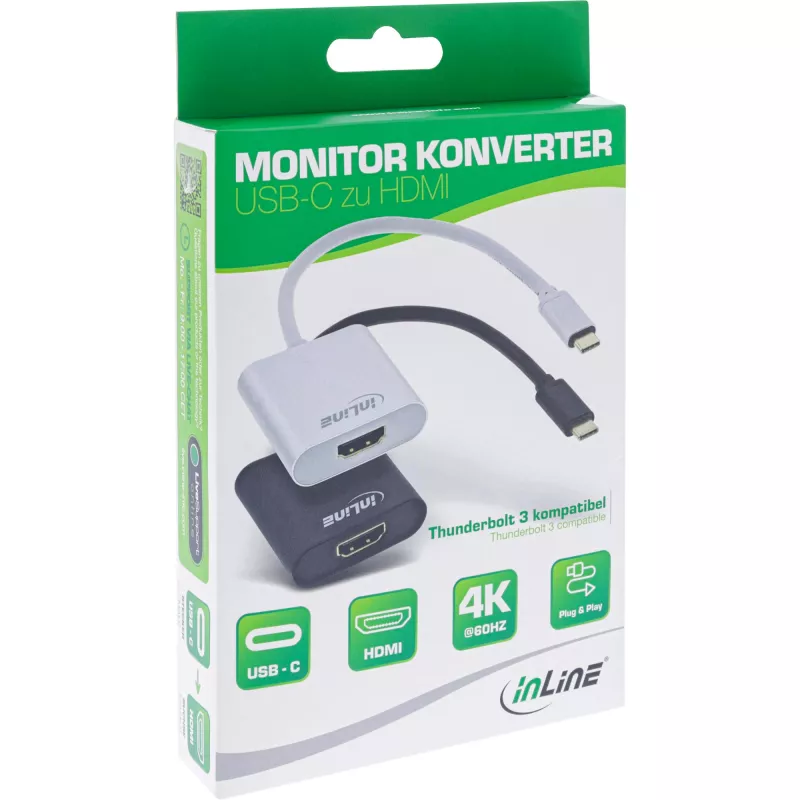 InLine μετατροπέας οθόνης USB, βύσμα USB-C σε υποδοχή HDMI (DP Alt Mode), 4K/60Hz