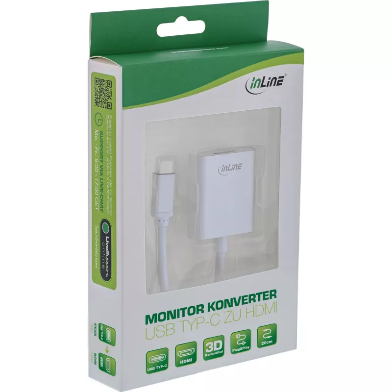 InLine μετατροπέας οθόνης USB, βύσμα USB-C σε υποδοχή HDMI (DP Alt Mode) 4K/60Hz