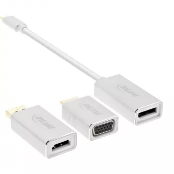 Σετ μετατροπέα οθόνης USB InLine 6-in-1, 4K/60Hz ασημί