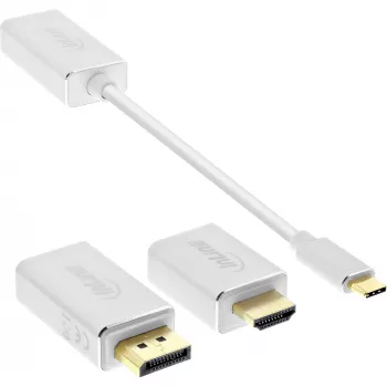 Σετ μετατροπέα οθόνης USB InLine 6-in-1, 4K/60Hz ασημί