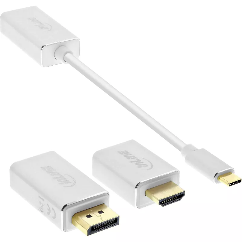 Σετ μετατροπέα οθόνης USB InLine 6-in-1, 4K/60Hz ασημί