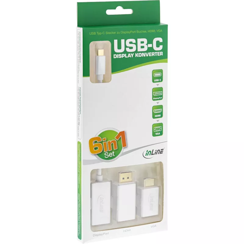 Σετ μετατροπέα οθόνης USB InLine 6-in-1, 4K/60Hz ασημί