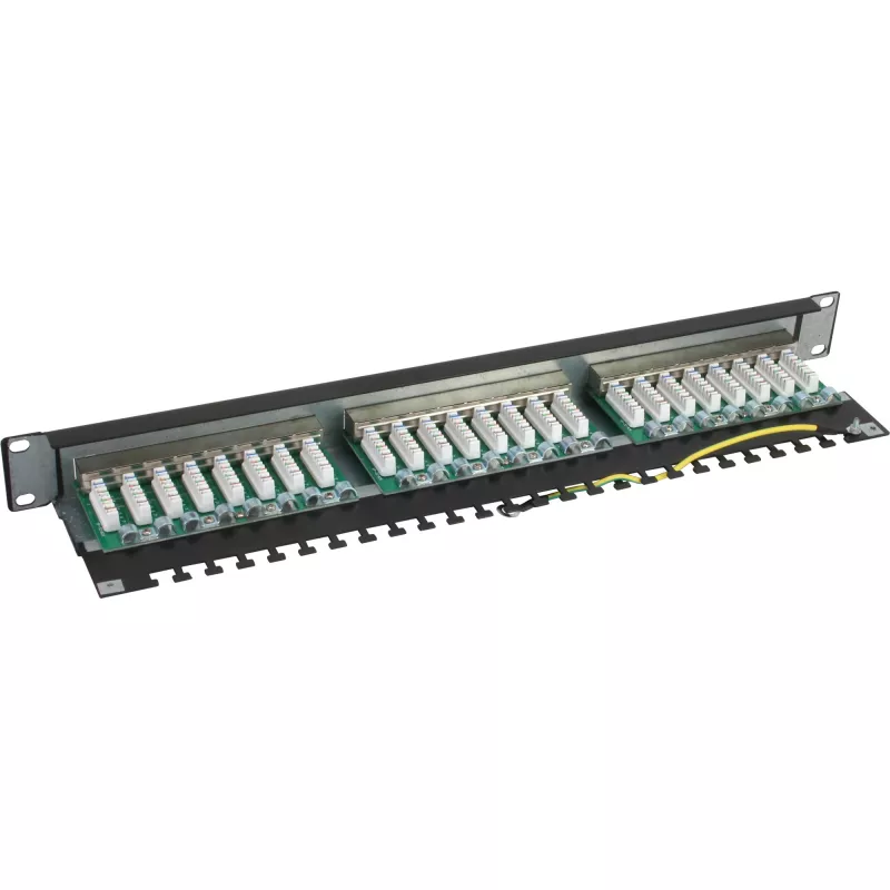 InLine Patch Panel 19 ίντσες Cat.5e 24 Port 1U μαύρο RAL9005