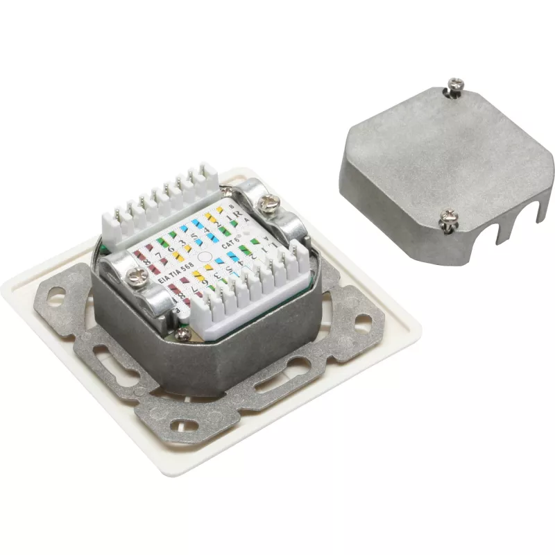 InLine Πρίζα σύνδεσης Cat.6 2x RJ45 υποδοχή θηλυκή RAL9010 λευκό οριζόντια