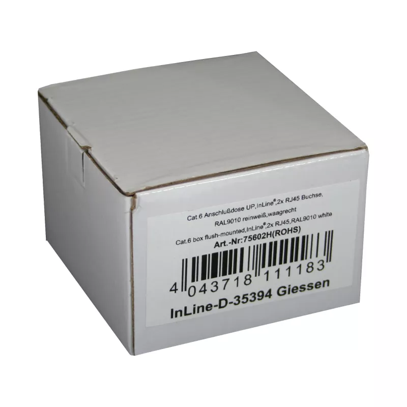 InLine Πρίζα σύνδεσης Cat.6 2x RJ45 υποδοχή θηλυκή RAL9010 λευκό οριζόντια