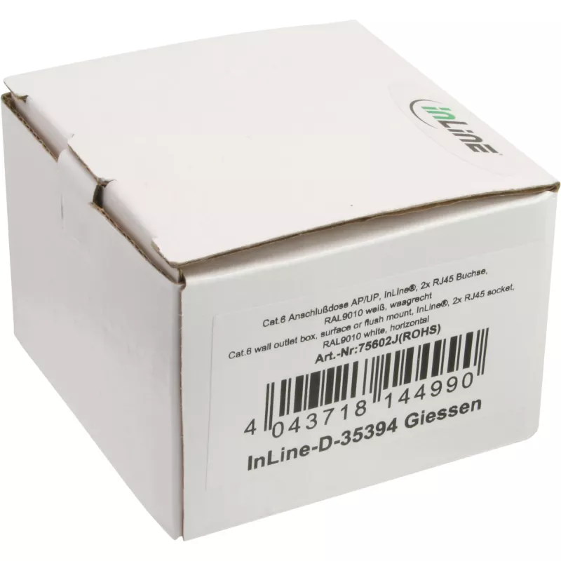 InLine 75602K Επιτοίχια πρίζα σύνδεσης, επιτοίχια ή χωνευτή τοποθέτηση, 2x RJ45 κάθετα