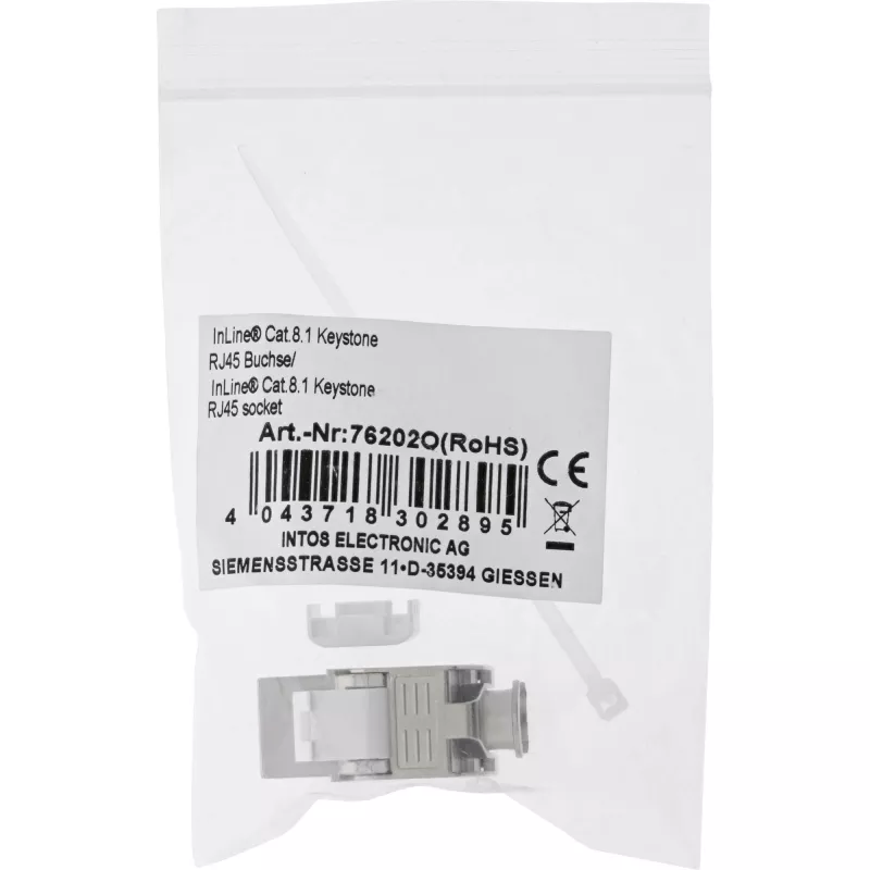 InLine RJ45 Keystone Jack Snap-In μονάδα Cat.8.1 επίπεδη μεταλλική 1 τεμ.