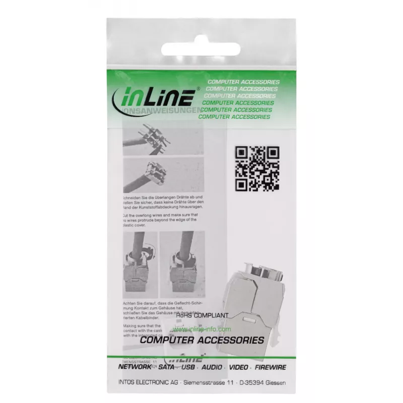 InLine Keystone RJ45 Jack λεπτό, SNAP-In, Cat.6A, ενσωματωμένος δεσμός καλωδίου