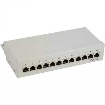InLine Patch Panel Cat.6 12 Port τοποθέτηση σε γραφείο/τοίχο ανοιχτό γκρι RAL7035