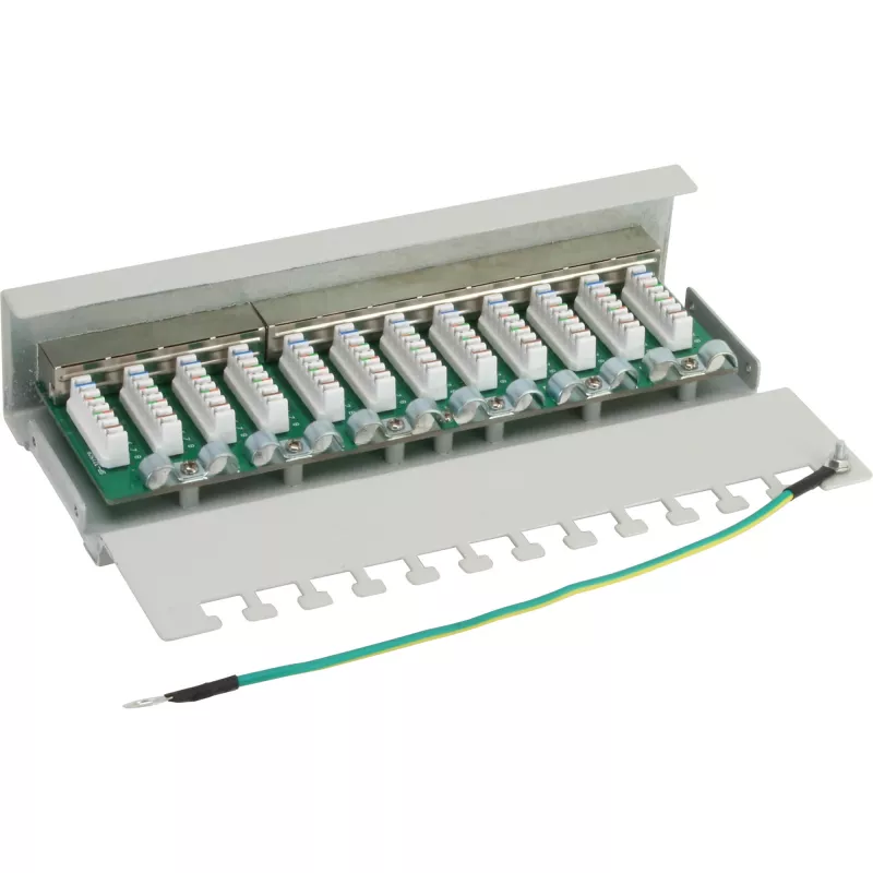 InLine Patch Panel Cat.6 12 Port τοποθέτηση σε γραφείο/τοίχο ανοιχτό γκρι RAL7035